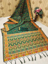 Green color pashmina silk saree with weaving work