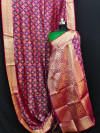 Magenta color soft kanjivaram patola silk saree with zari weaving work