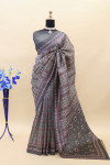 Gray color soft cotton silk saree with digital printed work