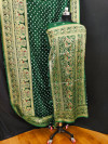 Green color bandhej silk saree with meenakari weaving work