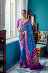 Firoji color soft paithani patola silk saree with zari weaving work