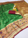 Green color kanchipuram silk saree zari weaving work