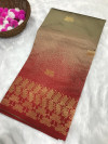 Cream color handloom silk saree with golden zari weaving work