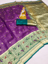 Wine color kanchipuram silk saree zari weaving work