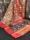 Red color dola silk saree with rangeen patola design & digital printed work