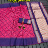 Pink color handloom raw silk saree with korvai temple border