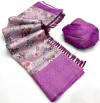 Lavender color kanjivaram silk saree with zari wearving work