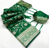 Green color banarasi silk saree with zari weaving work