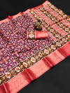 Magenta color soft patola silk saree with digital printed work