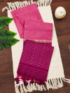 Pink color raw silk saree with temple weaving border
