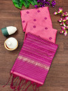 Pink color soft raw silk saree with weaving work