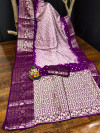 Beige and magenta color bandhej silk saree with meenakari weaving work