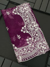 Magenta color organza silk saree with embroidery work