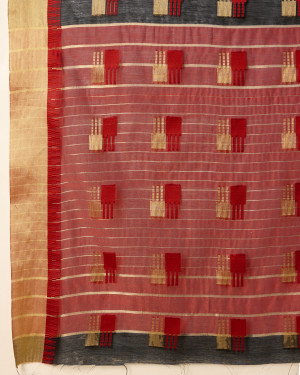 Black color cotton silk saree with weaving work