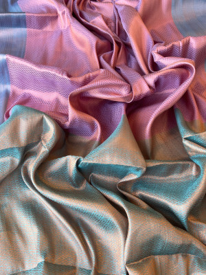 Lavender color soft kanjivaram silk saree with zari weaving work