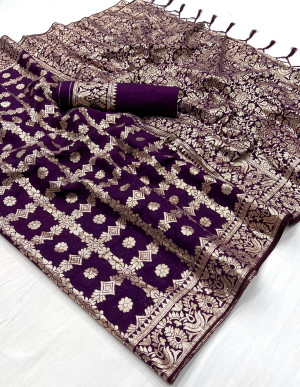 Magenta color soft dola silk saree with zari weaving work