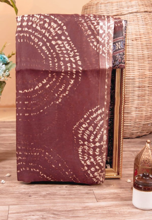 Maroon color soft cotton saree with digital printed work