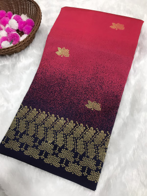 Pink color handloom silk saree with golden zari weaving work