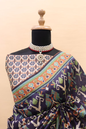 Purple color cotton silk saree with digital printed work