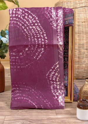 Magenta color soft cotton saree with digital printed work