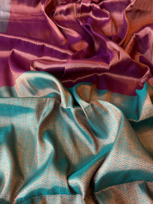 Magenta color soft kanjivaram silk saree with zari weaving work