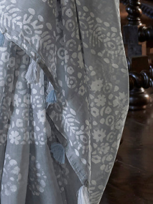 Gray color soft mul cotton saree with batik printed work