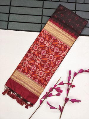 Coffee color tussar silk saree with weaving work