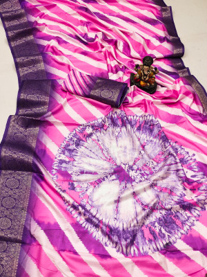 Multi color dola silk saree with digital leheriya design