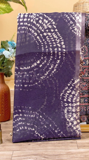 Purple color soft cotton saree with digital printed work