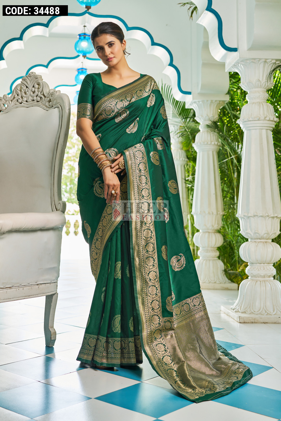 Green color soft silk saree with zari weaving work Green color soft silk saree with zari weaving work