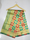 Rama green and red color soft banarasi silk saree