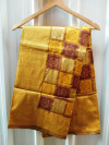 Yellow and brown color soft banarasi silk saree