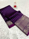 Magenta color banarasi silk saree with silver zari work