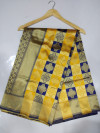 Blue and yellow color soft banarasi silk saree
