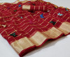 Red color soft doriya saree with multi butterfly