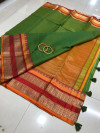 Mehndi Green color soft kota cotton saree with jacquard border
