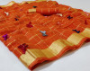 Orange color soft doriya saree with multi butterfly