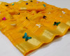 Yellow color soft doriya saree with multi butterfly