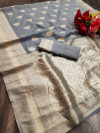 Gray color soft cotton silk saree with jacquard weaving butta