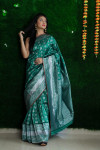 Rama green color lichi silk weaving saree with zari work