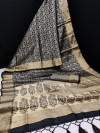 Black color soft kanchipuram silk saree with zari work