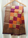 Magenta and orange color soft banarasi silk saree