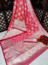 Peach color banarasi silk saree with jacquard weaving butta