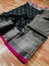 Black color banarasi silk weaving jacquard saree with rich pallu
