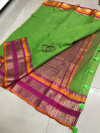 Parrot green color soft kota cotton saree with jacquard border