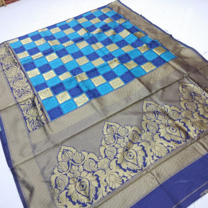 Blue color soft banarasi silk saree