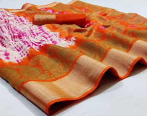 Multi color soft linen saree with digital printed