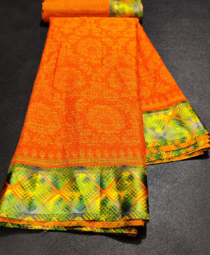 Orange color brasso silk saree
