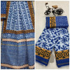 Blue chanderi cotton saree with zari weaving border