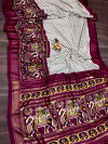 Magenta and gray color pashmina silk saree with foil printed work